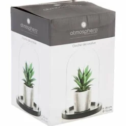 Szklany klosz 26cm z czarną drewnianą podstawką