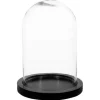 Szklany klosz 29,5cm z czarną drewnianą podstawką