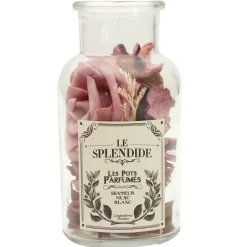 Szklany słój 16cm z pot pourri różowe