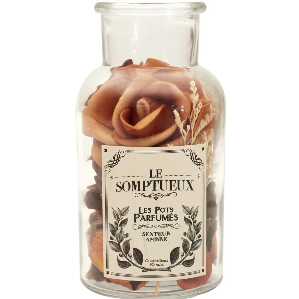 Szklany słój 16cm z pot pourri pomarańczowe