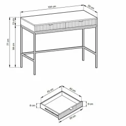 Toaletka Delicious ryflowana zielona      złote nogi