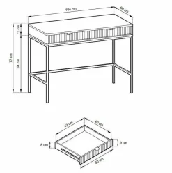 Toaletka Delicious ryflowana czarna złote nogi