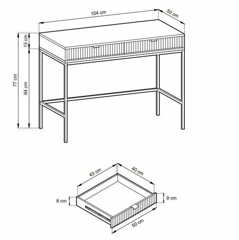 Toaletka Delicious ryflowana szara złote nogi