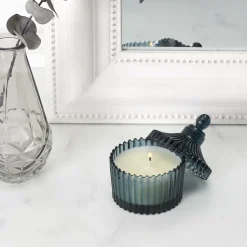 Świeca ze szkła bohemskiego zielona