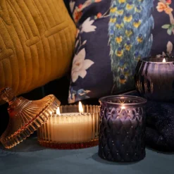 Świeca ze szkła bohemskiego zielona