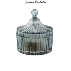 Świeca ze szkła bohemskiego L zielona