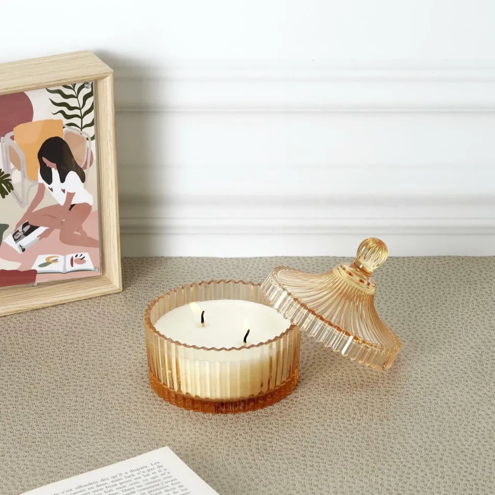 Świeca ze szkła bohemskiego L żółta