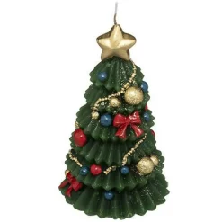 Świeczka Choinka dekorowana 270 g zielona