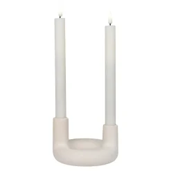 Świecznik ceramiczny na 2 świece beżowy