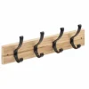 Wieszak ścienny 4 haki drewno/czarny metal