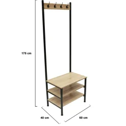 Wieszak Country z 3 półkami naturalny/czarny