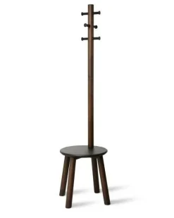 Wieszak oraz stołek Pillar czarny/orzech
