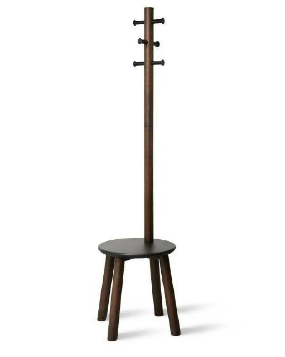 Wieszak oraz stołek Pillar czarny/orzech