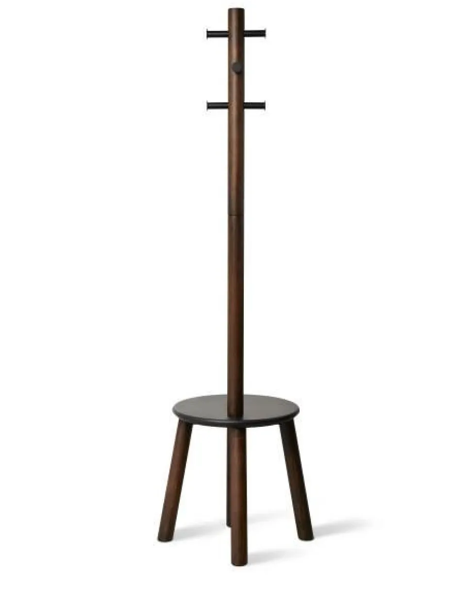 Wieszak oraz stołek Pillar czarny/orzech