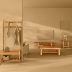 Wieszak z półką bambusowy