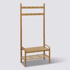 Wieszak z półką bambusowy