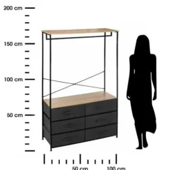 Wieszak z szafką Tissa czarny/naturalny