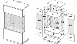 Witryna Lana 100cm dąb/szary