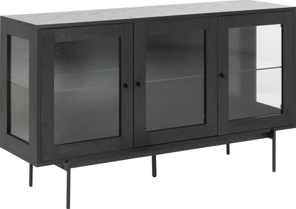 Witryna niska Angus czarna szklana