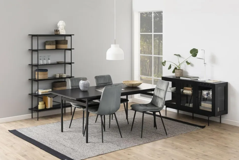 Witryna niska Angus czarna szklana