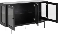 Witryna niska Angus czarna szklana