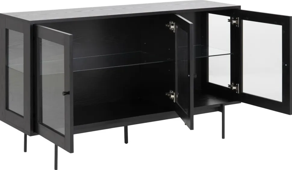 Witryna niska Angus czarna szklana