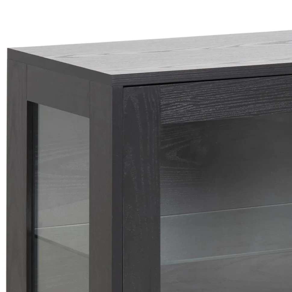 Witryna niska Angus czarna szklana