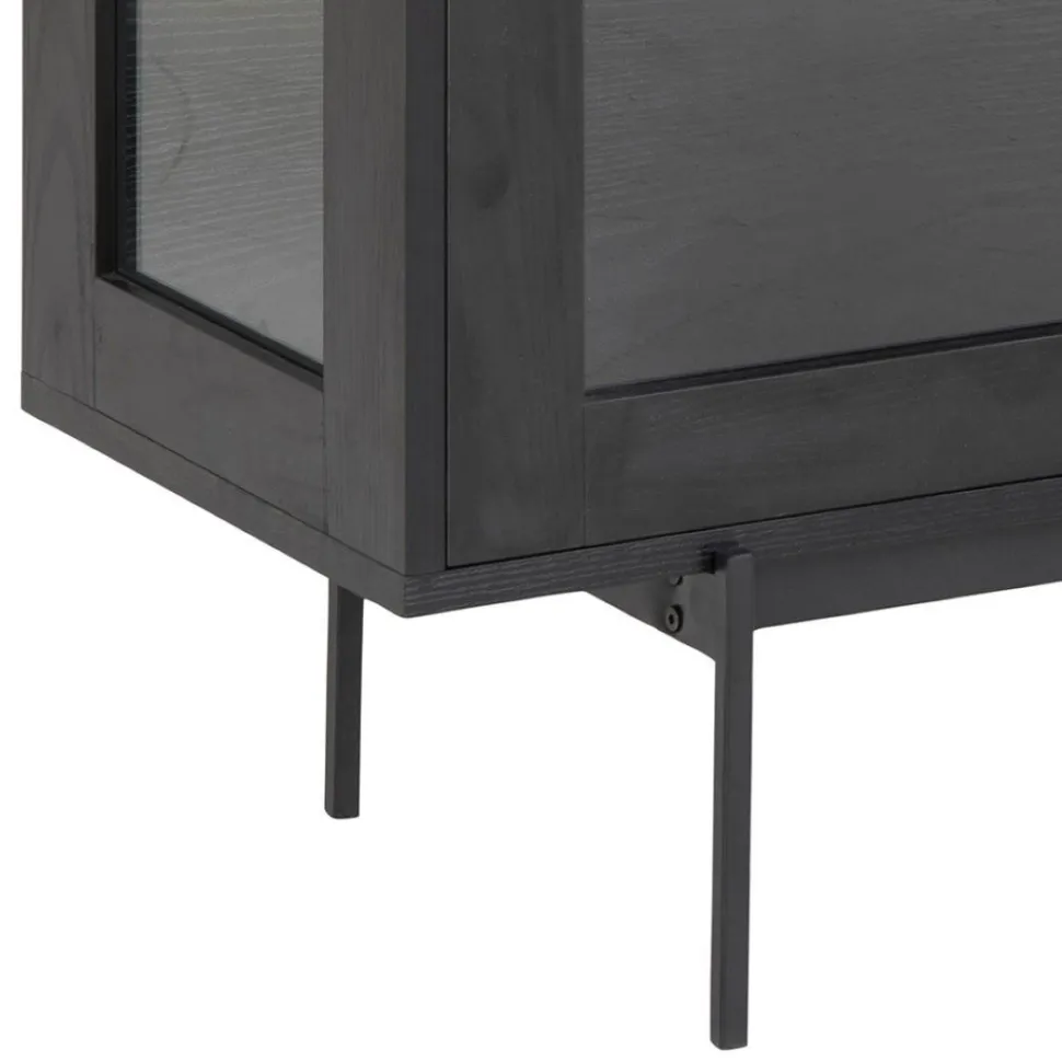 Witryna niska Angus czarna szklana