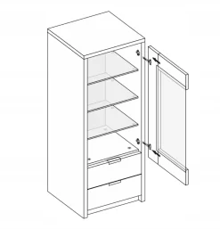 Witryna Tissa szkło dąb craft/ biała  polysk