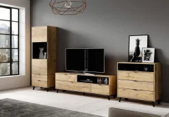 Witryna wysoka Kastor dąb/czarny