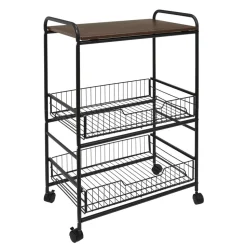 Wózek barek Dolie czarny/ orzech