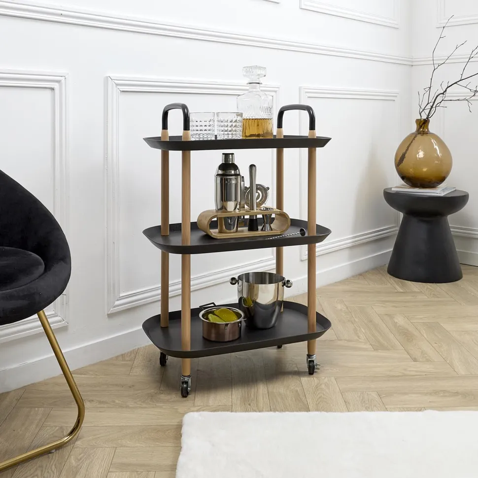 Wózek/ stolik Kaleo czarny/ naturalny