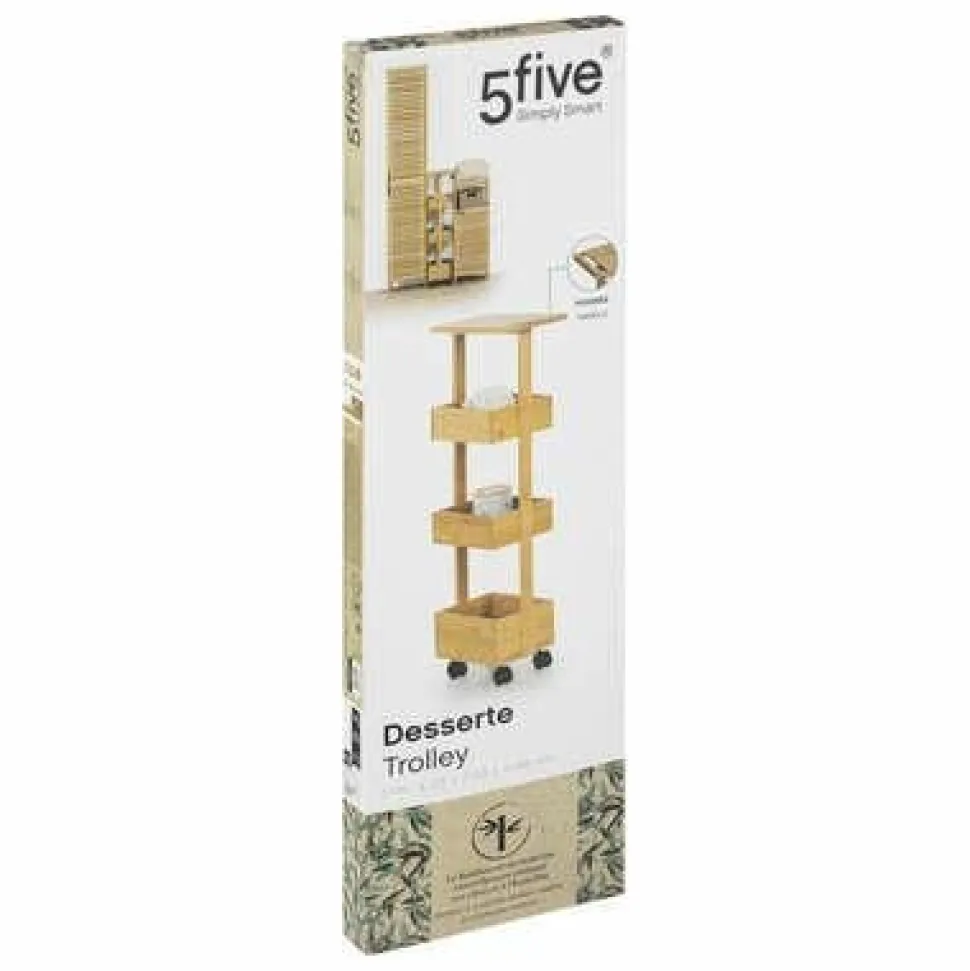 Wózek z 3 półkami bambusowy