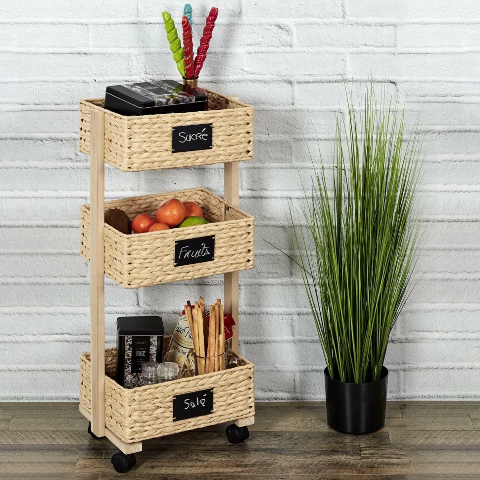 Wózek z półkami Alzira naturalny