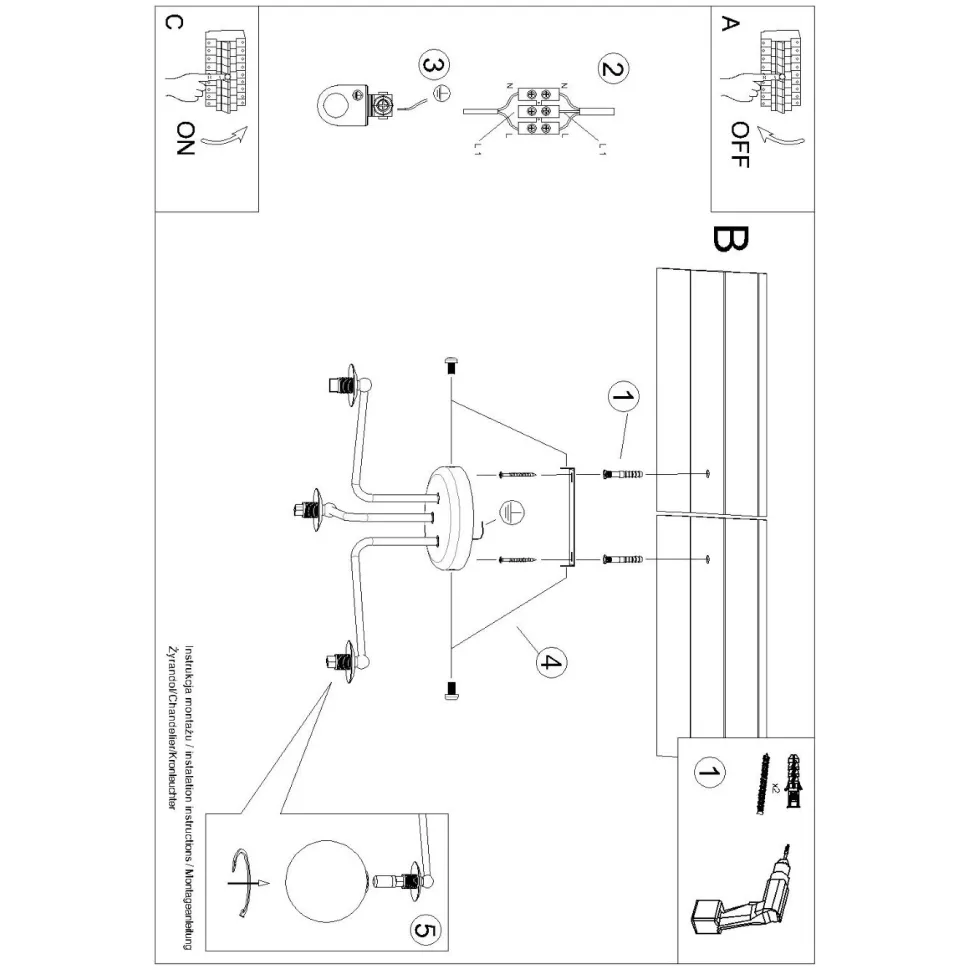 Żyrandol ASTRAL 3 czarny
