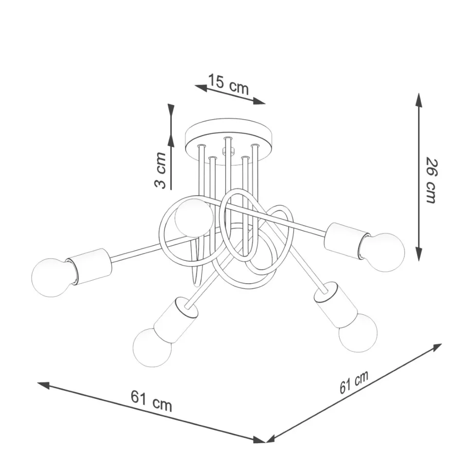 Żyrandol EMBER 5 czarny