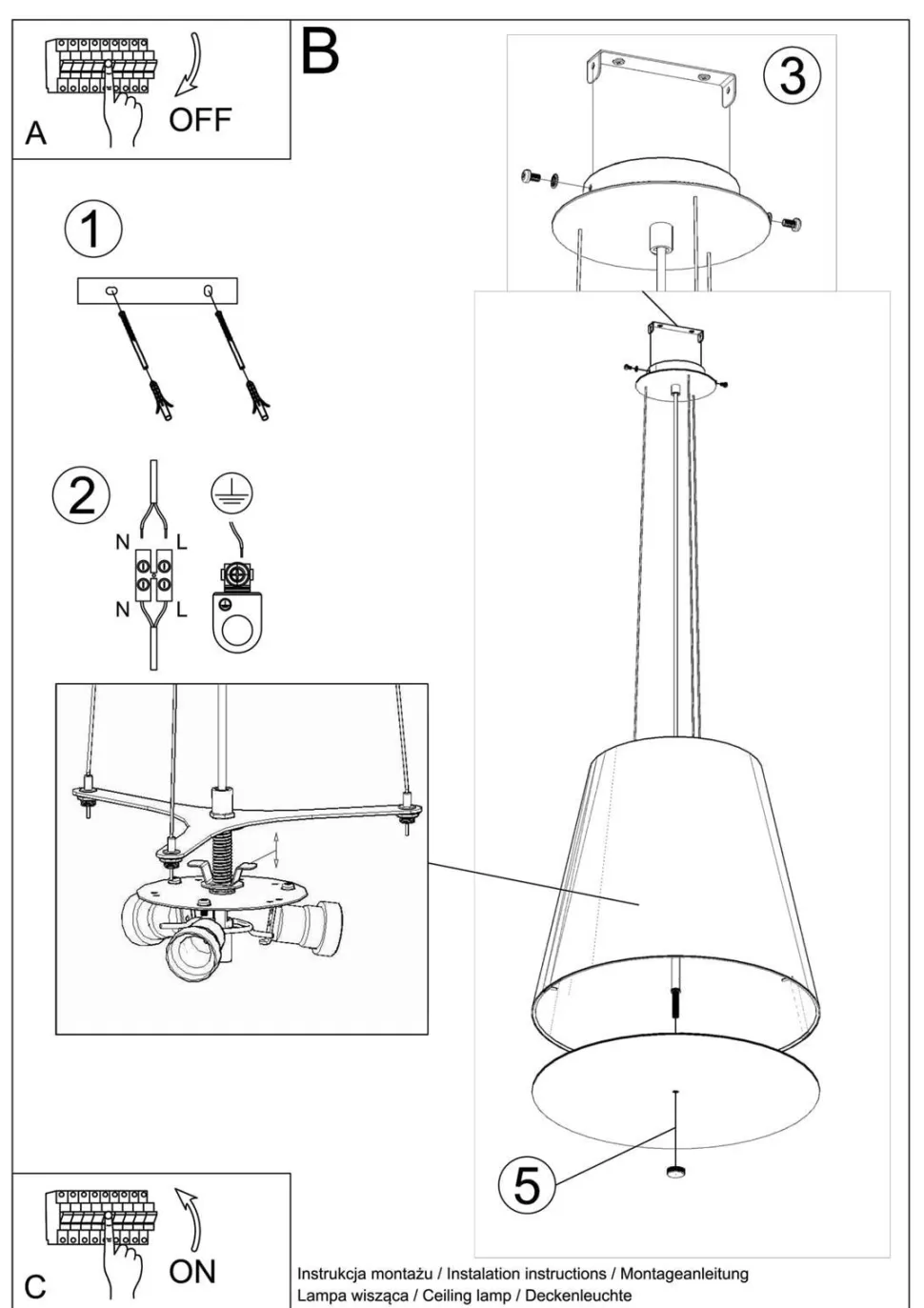 Żyrandol GENEVE 50 czarny