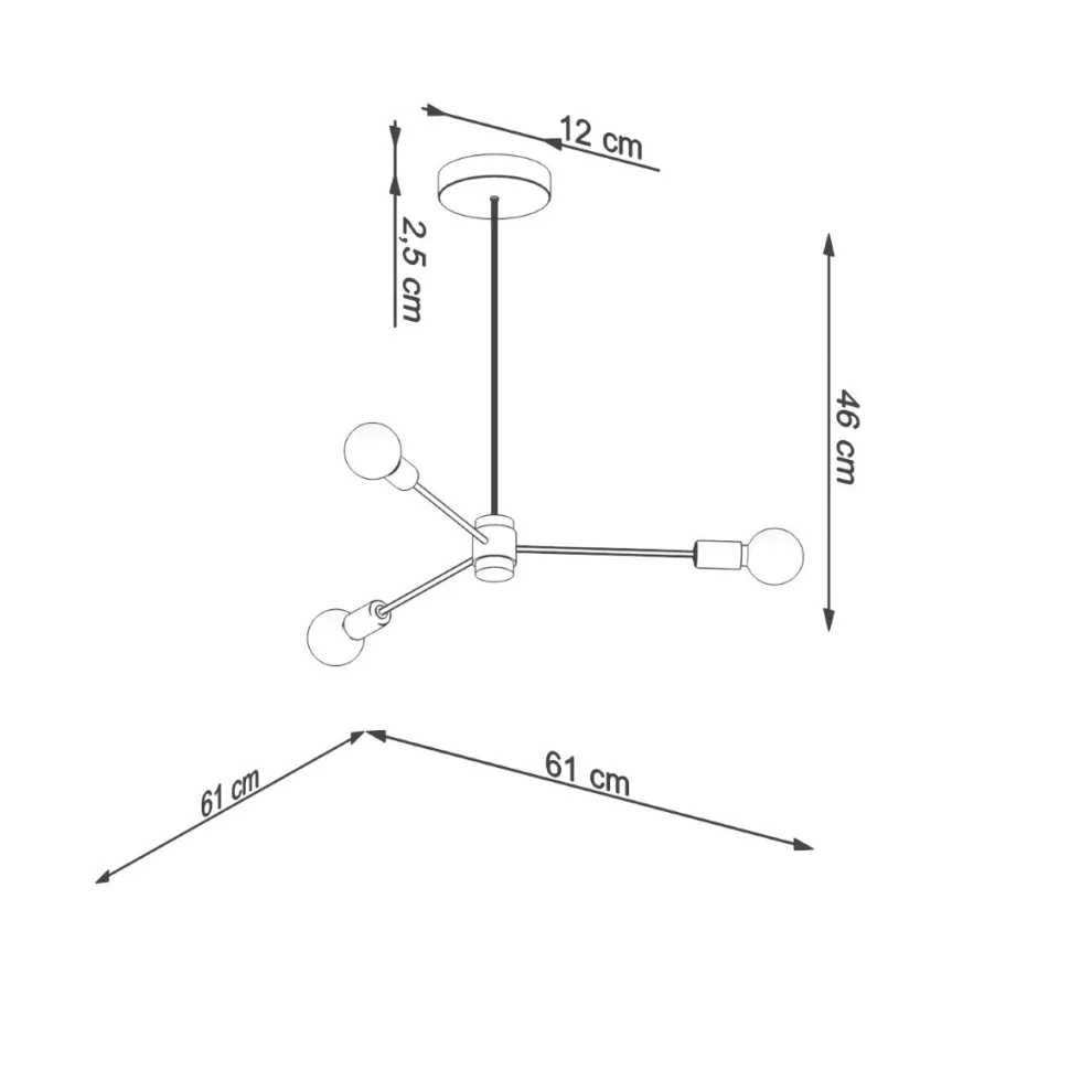 Żyrandol LANGO 3 czarny