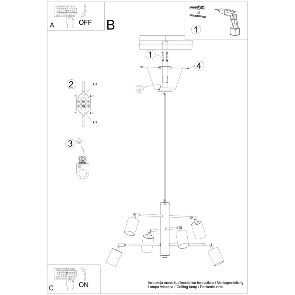 Żyrandol LEMMI 6 czarny