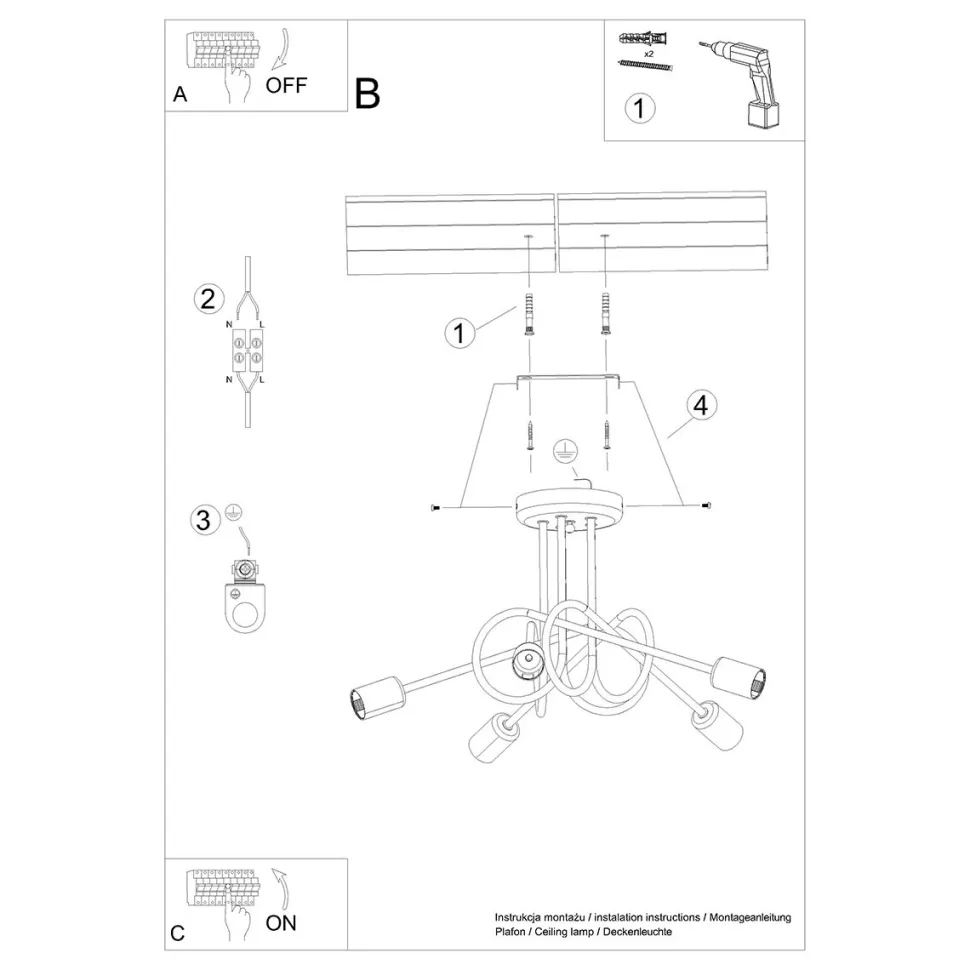 Żyrandol LOOP 5 czarny