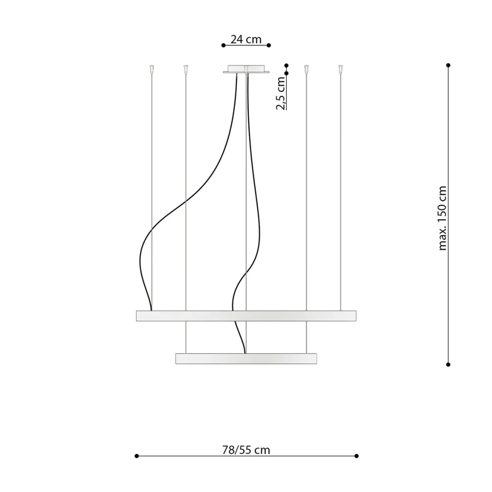 Żyrandol RIO 2 55/78 czarny LED 4000K