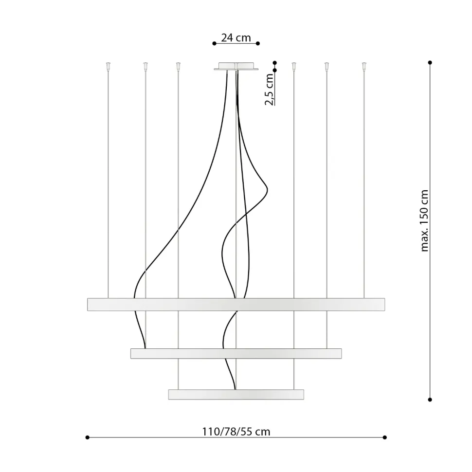 Żyrandol RIO 3 55/78/110 zielona oliwka LED 4000K