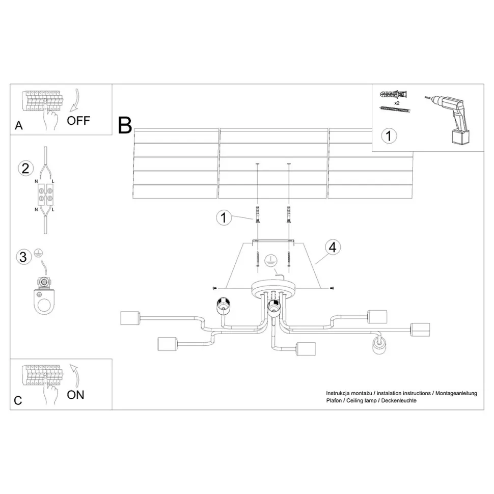Żyrandol VECTOR 8 czarny
