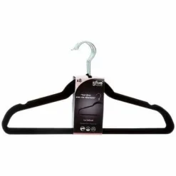 Zestaw 8 czarnych filcowych wieszaków na ubrania