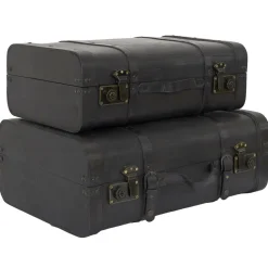 Zestaw 2 dekoracyjnych kufrów Vintage czarne