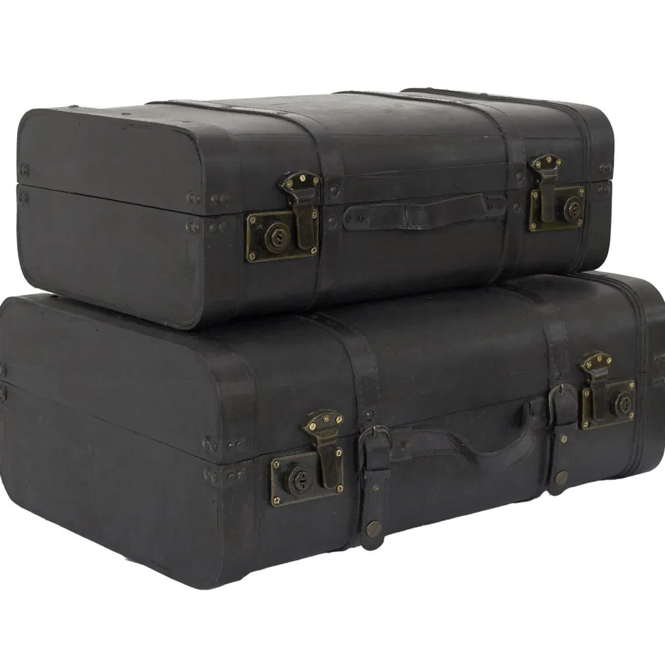 Zestaw 2 dekoracyjnych kufrów Vintage czarne