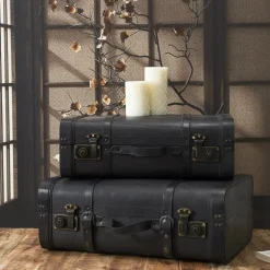 Zestaw 2 dekoracyjnych kufrów Vintage czarne