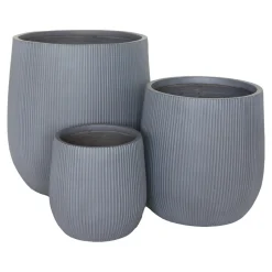 Zestaw 3 doniczek Dentos ryflowane szare