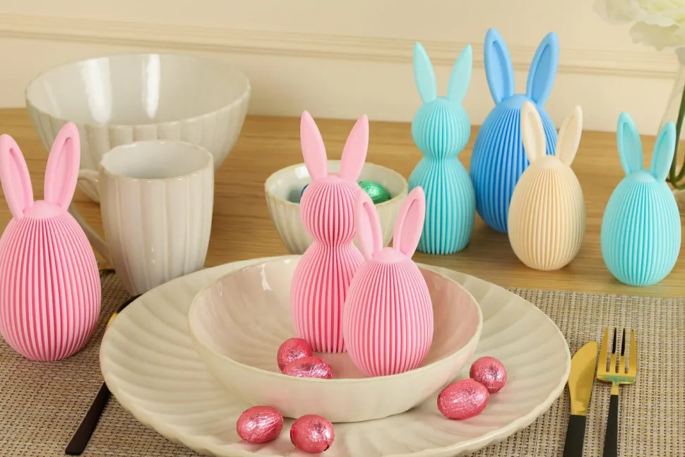 Zestaw 2 figurek wielkanocnych jajek turkusowe i beżowe