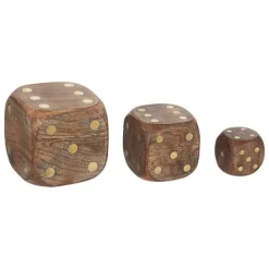 Zestaw 3 kostek dekoracyjnych Roger       drewno mango